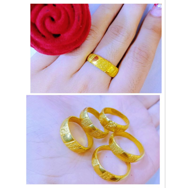 Cincin Bahan Crum Asli Gertak Lawan Model Ring Tunangan Pasiran Polosan Menyerupai Emas Asli