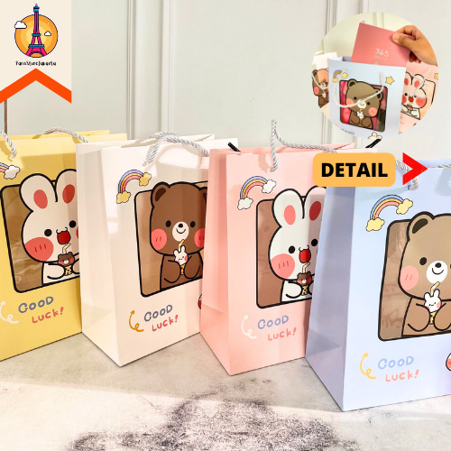 

Paper Bag Tali CD-002 Motif Teddy Bear Beruang Rabbit Kelinci Tas Kado Pembungkus Kado Kantong Tali Hard Cover