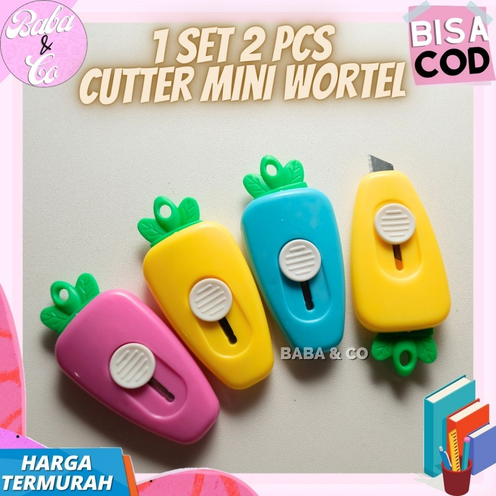 

CUTTER MINI WORTEL 1 SET 2pcs CUTTER KECIL UNBOXING BENTUK WORTEL LUCU PISAU CUTTER MINI WORTEL