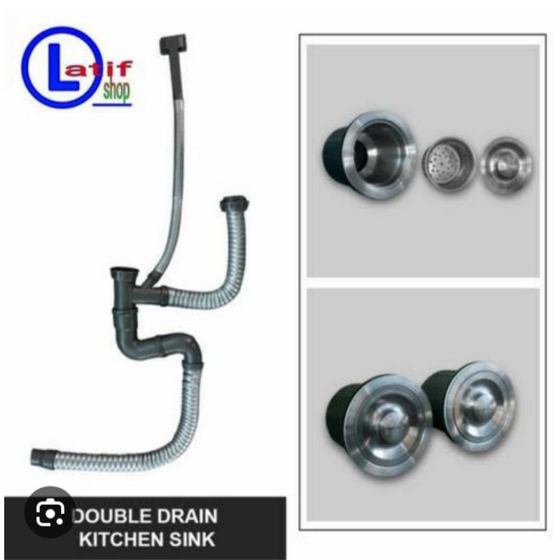 Afur kitchen sink 2 lubang lengkap dengan overflow