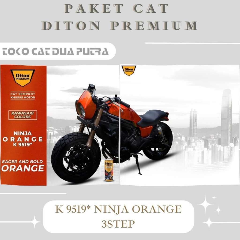 Paket Cat Diton Premium K 9519 Ninja Orange 3 Step