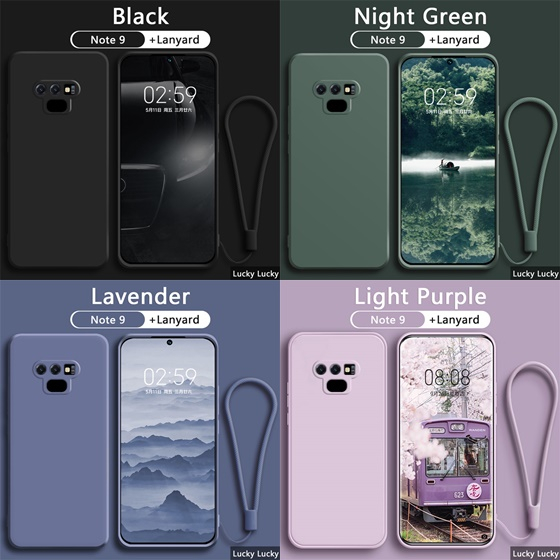 Case Samsung Note 9 Liquid Suede Bludru LANYARD tali Casing Softcase Silicone Candy