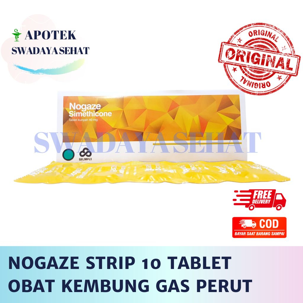 NOGAZE STRIP 10 TABLET Obat Kembung Gas Di Perut Tidak Nyaman Lambung Simethicone Simeticon Masuk An