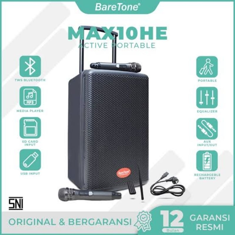 BareTone Speaker Portable MAX10HE Speaker Bluetooth 10 inch Mini Portable