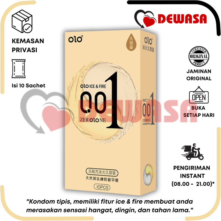 OLO Kondom 001 Performa Ice & Fire Gold - 10 Pcs (Condom 0.01)