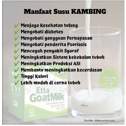

ETTA GOAT MILK HNI HPAI | ORI SUSU KAMBING ETAWA BUBUK 250GR ORIGINAL ISI 10 SACHET