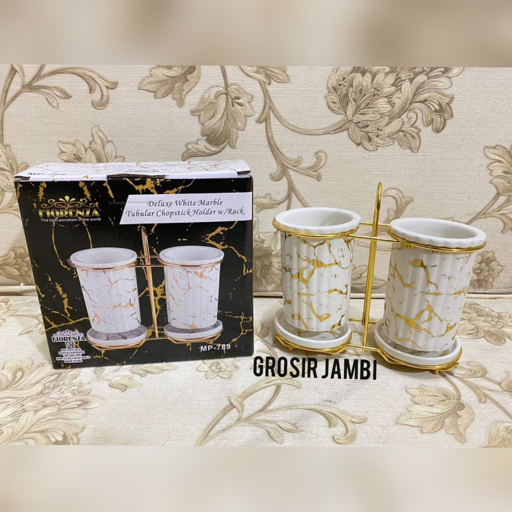 Tempat Sendok Garpu / Sumpit Set Fiorenza Keramik Marble putih hitam tosca/Tempat sendok garpu sumpi