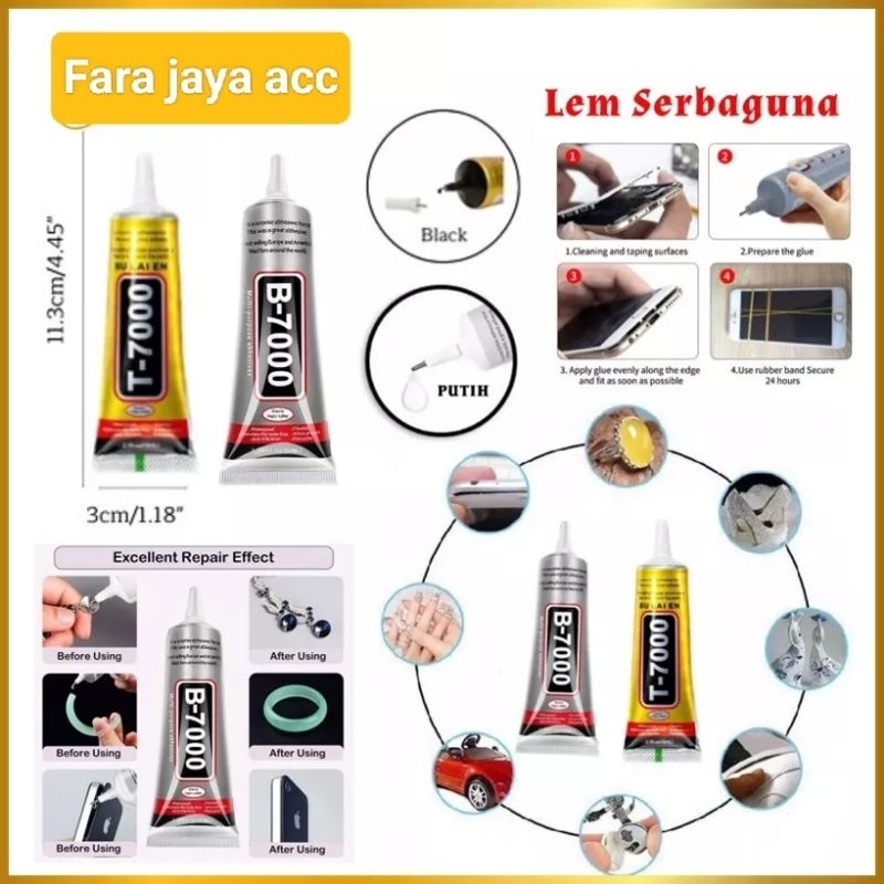

Lem LCD Touchscreen/Lem Serbaguna 15ML T-7000 (Hitam) & B-7000 (Bening)