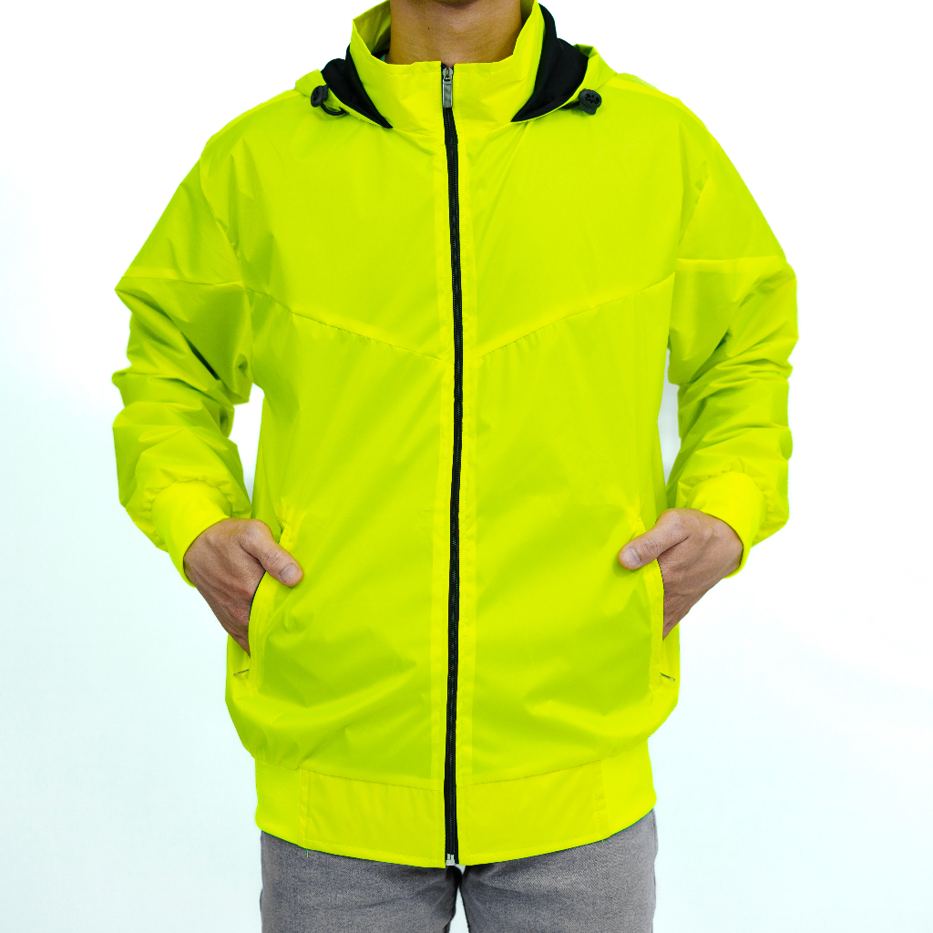 HANANIA - Jaket Olahraga Polos | Jacket Parasut Pria/Wanita | Jaket Lari Sauna Polos Stabilo