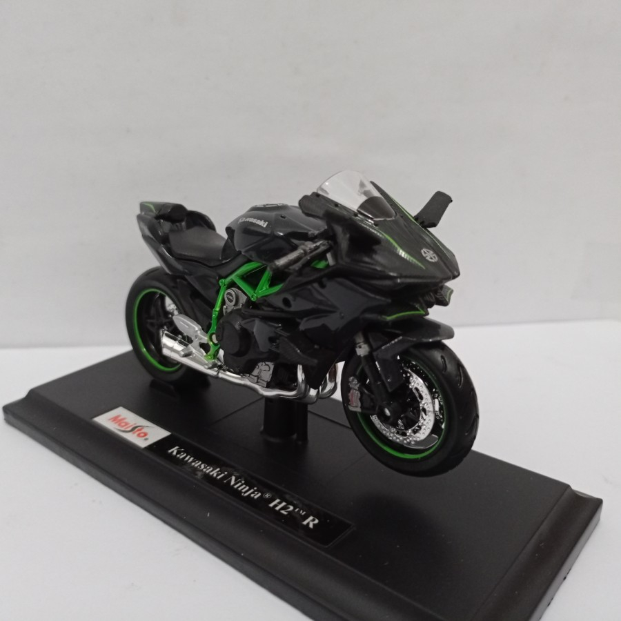 Diecast Motor Ninja H2 R Kawasaki Maisto Original Miniatur motor Sport Ninja Pajangan Diorama mainan