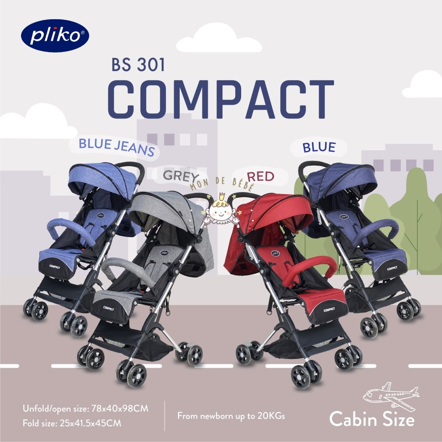 MAKASSAR PROMO - Stroller Pliko Compact 301 Cabin Size + Tas Stroller