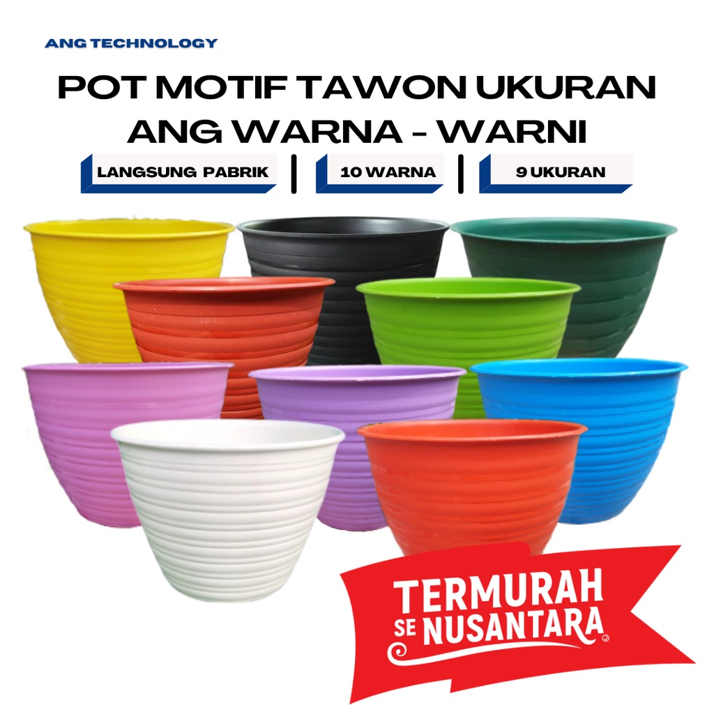 POT MOTIF TAWON 20CM / Pot Tawon Putih Hitam Merah Bata 20cm WARNA - WARNI ANG Tanaman Termurah se-I
