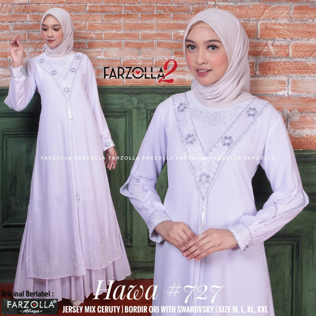 ( COD ) Hawa 727 Abaya Turki Arabian Putih Jersey Super Mix Ceruti M L XL XXL
