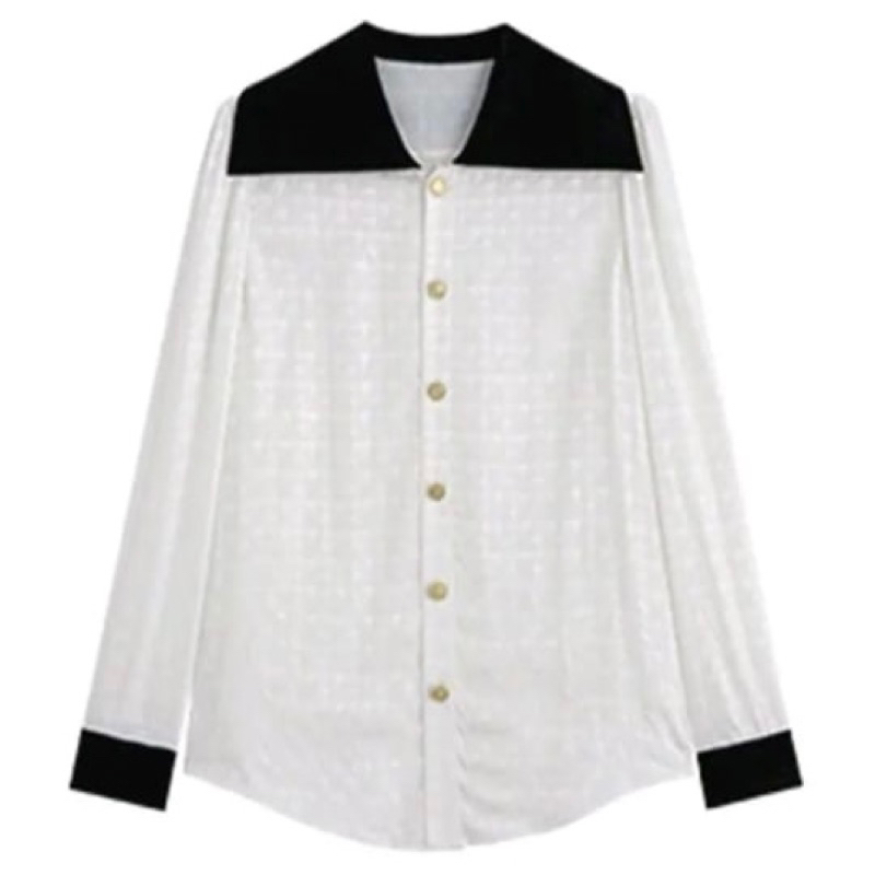 Kemeja Satin Hitam Putih