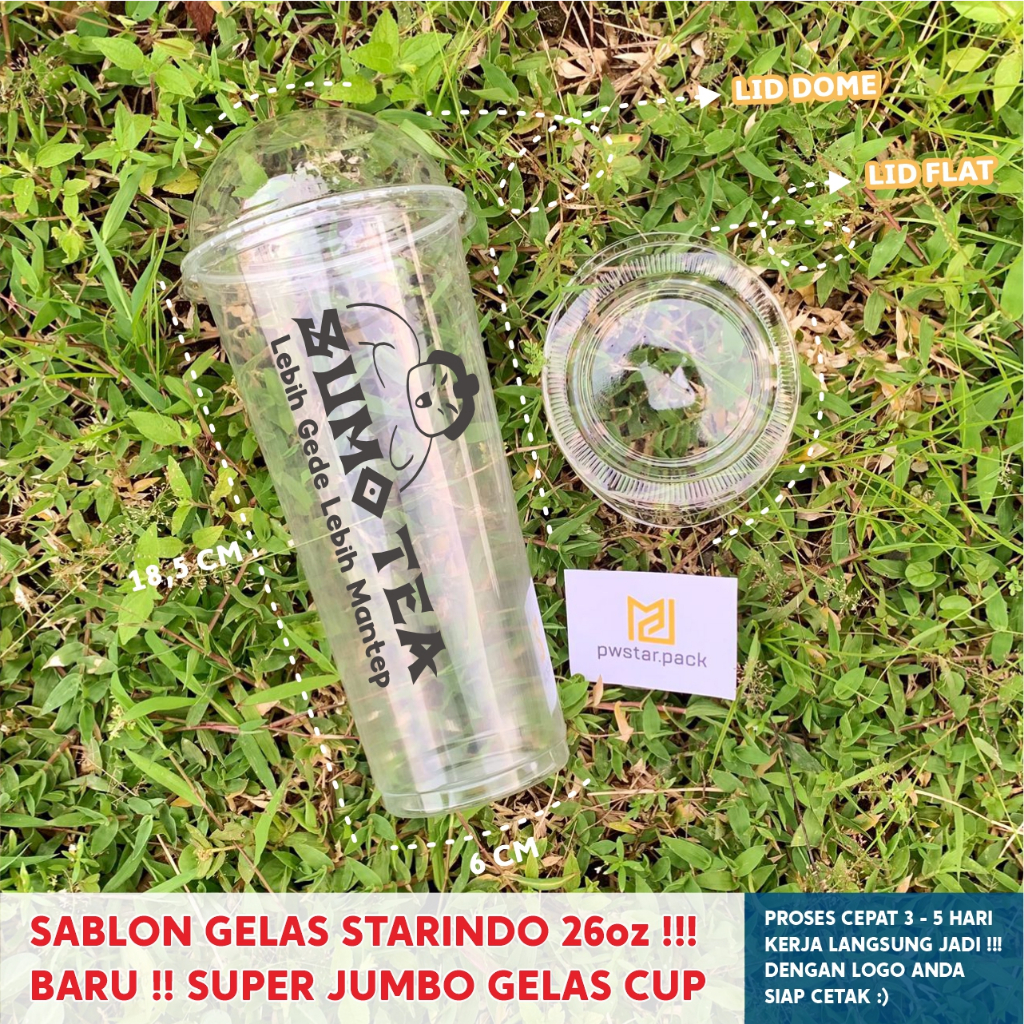 SABLON GELAS CUP STARINDO 26oz !! BARU SUPER JUMBO CUP UKURAN 26oz & SATU PAKET DENGAN LID / TUTUP