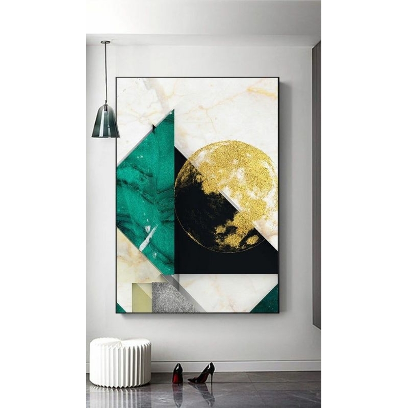 lukisan abstrak modern | lukisan abstrak gold minimalis