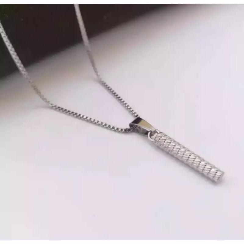 KALUNG TITANIUM LIONTIN BAMBU PRIA WANITA ANTI KARAT | KALUNG LIONTIN TABUNG | KALUNG LIONTIN BALOK 