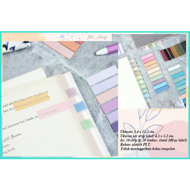 200 Lembar Sticky Notes Transparan Sticky Notes Marker Label Morandi 10 Colorful Index Page Markers