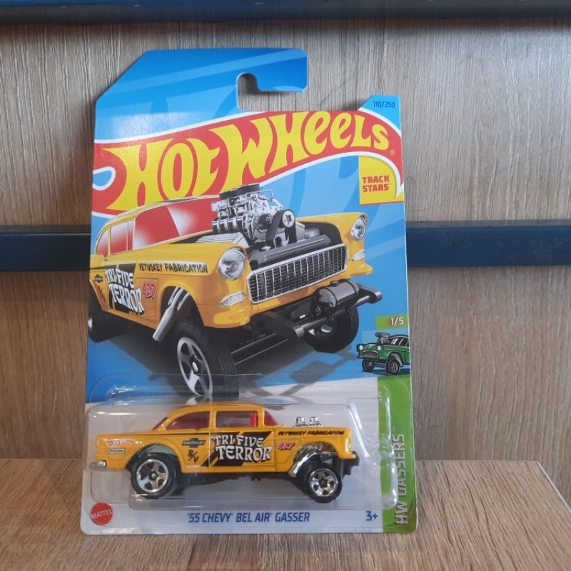 Hot Wheels 55 Chevy Bel Air Gasser(Tri Five Terror) Yellow
