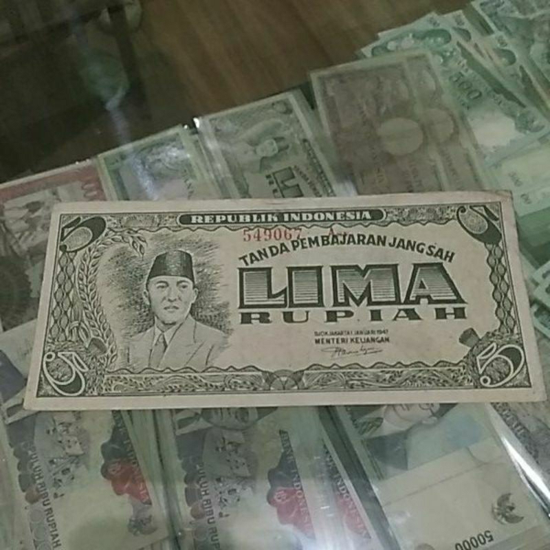 Uang kuno 5 rupiah soekarno orida original