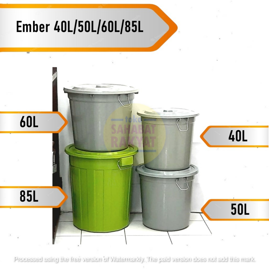 Ember Hitam / Ember Abu-abu Tutup / Ember Kamar Mandi 40L & 50L