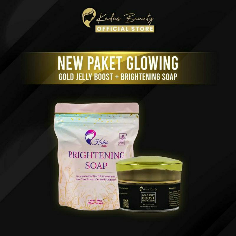 Kedas beauty sepaket(sabun kedas beauty+gold jelly)paket glowing original bpom
