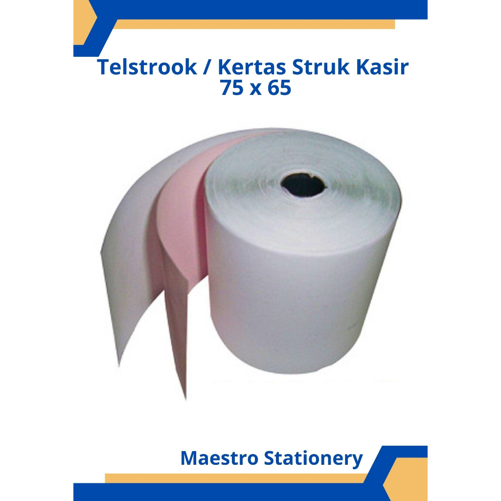 

Kertas Struk Kasir Telstruk / Telstrook HVS 1 PLY 2 PLY 75X65 / 75 x 65 Paper Roll NCR Termurah Terlaris
