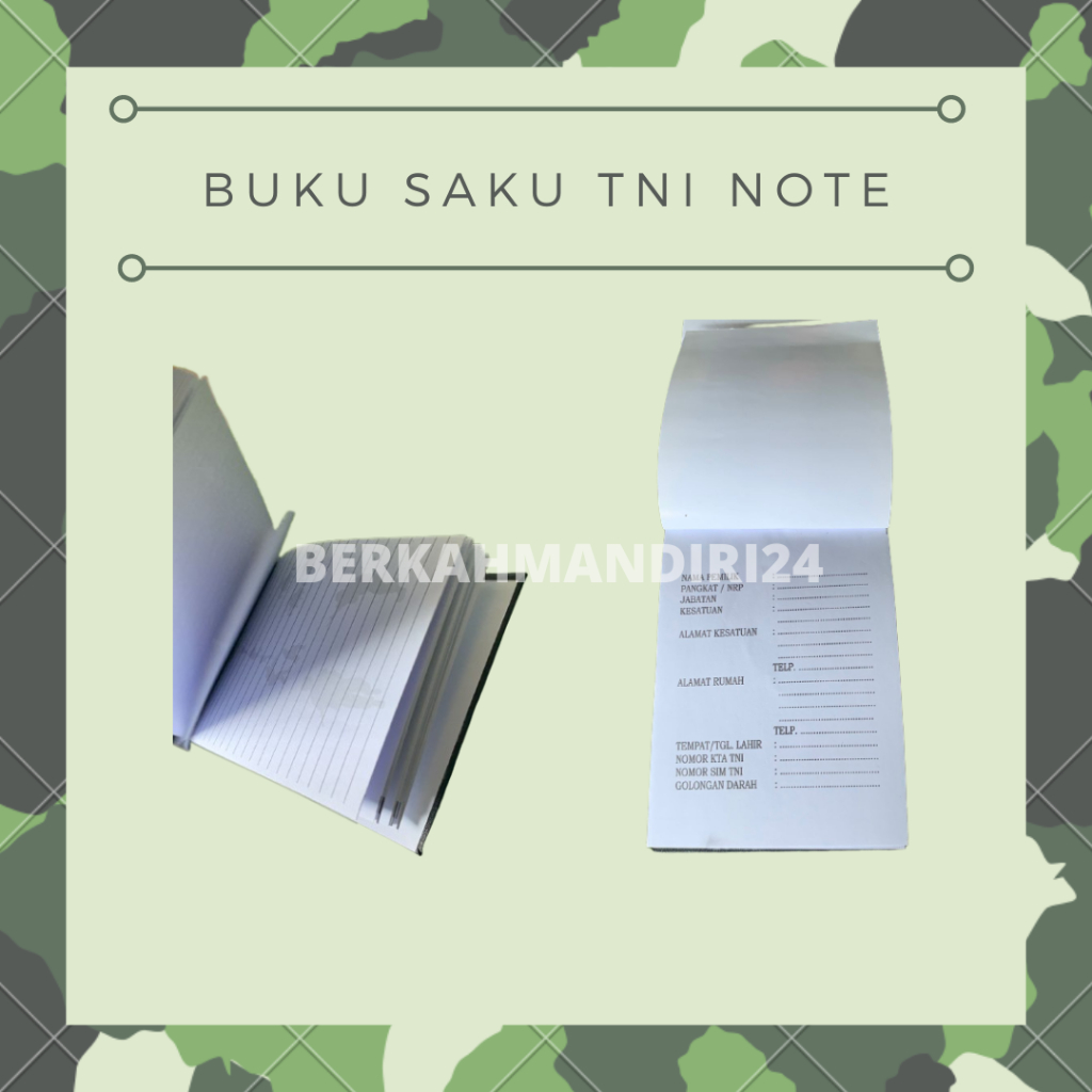 

Buku Saku TNI Catatan TNI Militer Note Kosong Polos