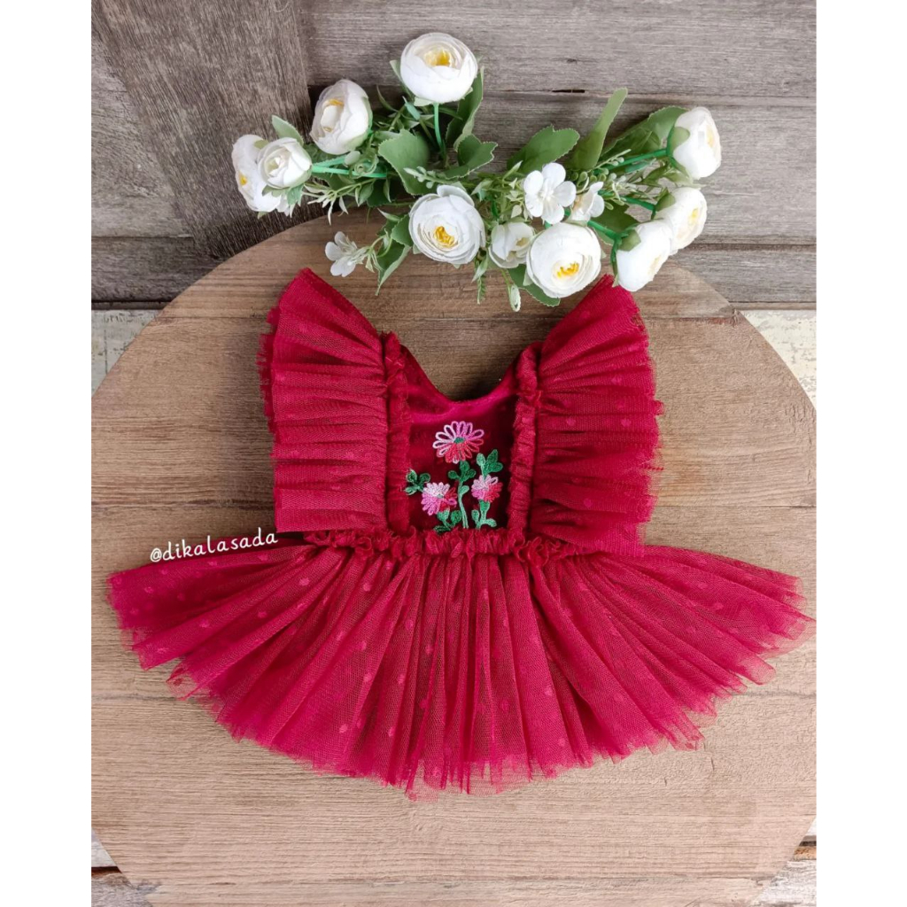 Ruby dress newborn props, newborn girl, baby dress, baju bayi, fotografi bayi, property foto bayi ne