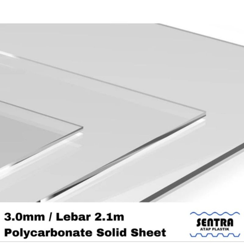 Atap Flat Solid Polycarbonate 1.2mm / Lebar 1.22m Plastik Kanopi