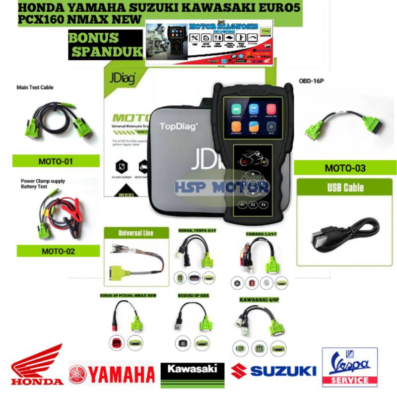 SCANER JDIAG M100 PRO Paket Universal Honda/Yamaha/Kawasaki/suzuki EURO5 PCX160 VARIO160 NMAX NEW