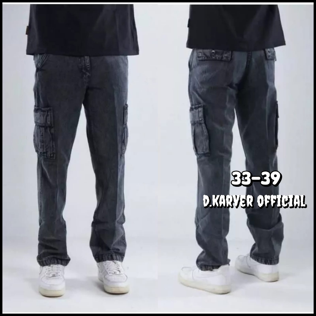 CELANA CARGO PANJANG JUMBO | D KARVER KIMPUL SIZE 33-39 Bahan Semi Jeans Tebal