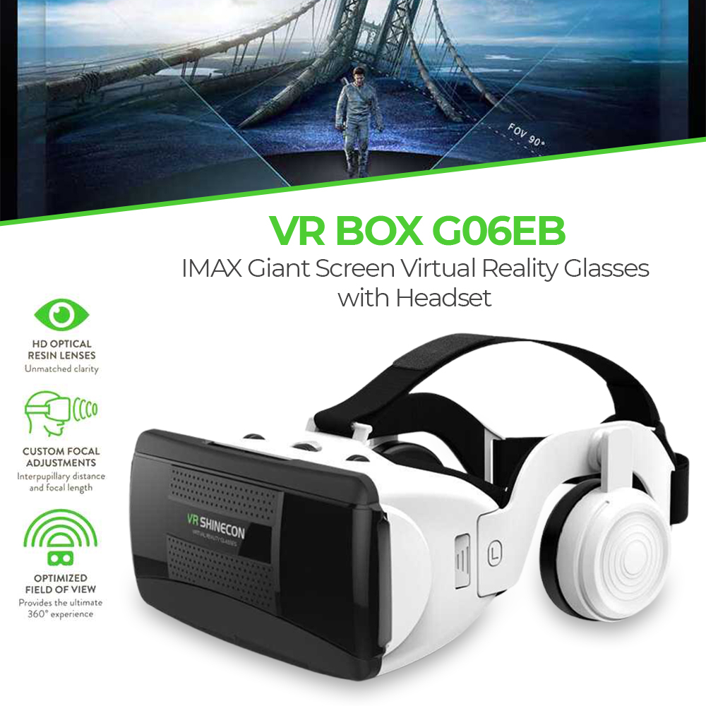 Shinecon VR Box IMAX Giant Screen Virtual Reality Glasses with Headset - SC-G06EB - Black