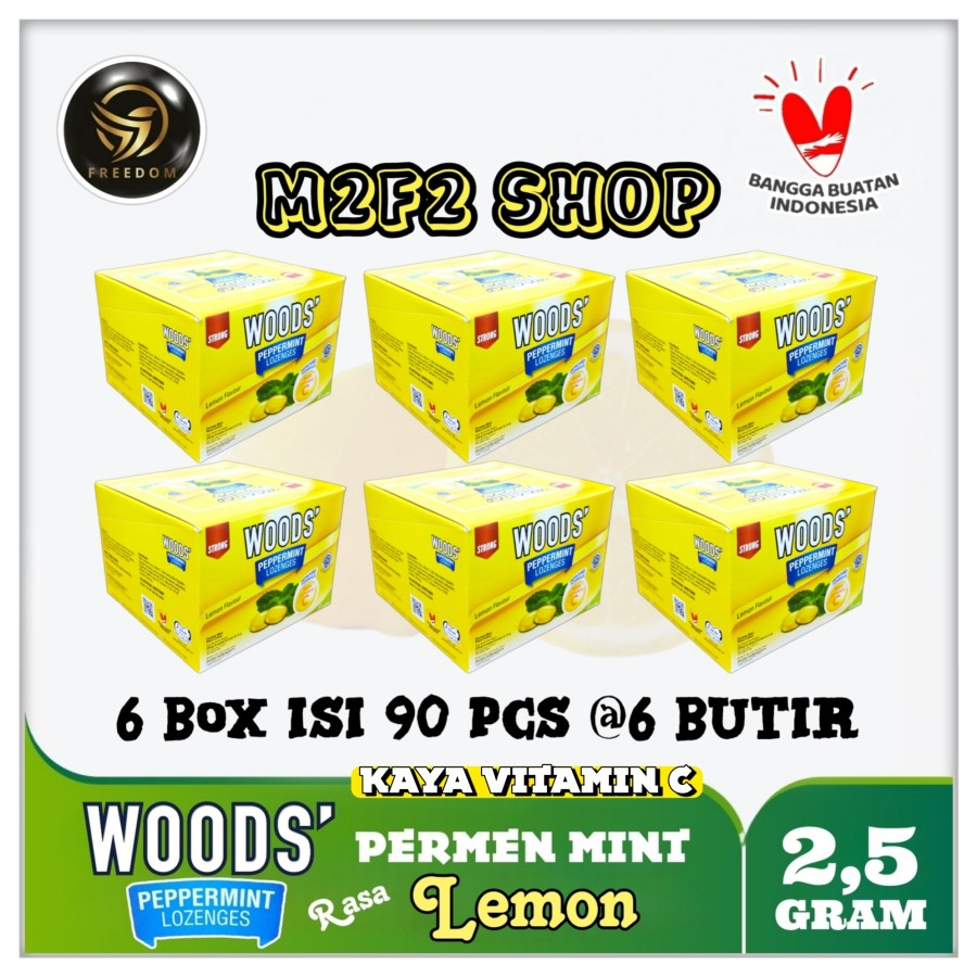 

Woods Peppermint Lozenges Lemon Vitamin C | Permen Mint Pelega Tenggorokan Sachet - 15 gr (Kemasan 6 Box)