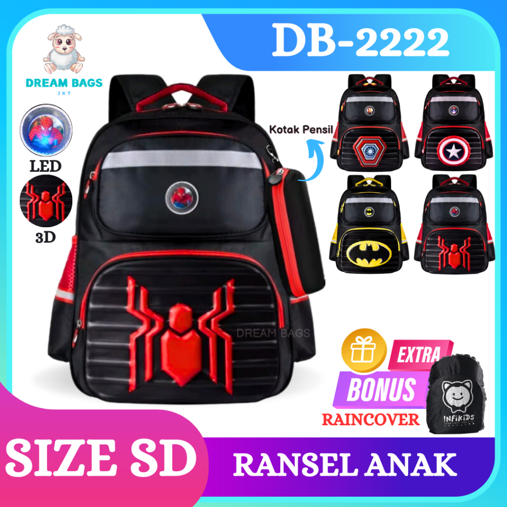 DREAM BAGS Tas Sekolah Anak Laki Laki SD Import - LED - Karakter - Terbaru 2025