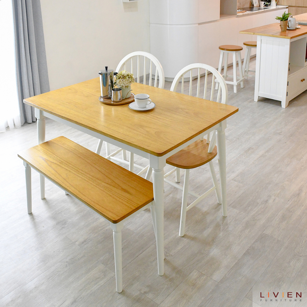 [LIVIEN] "Dining Table" Meja Makan Maple Story 2 kursi 1 bench Minimalis Termurah Livien