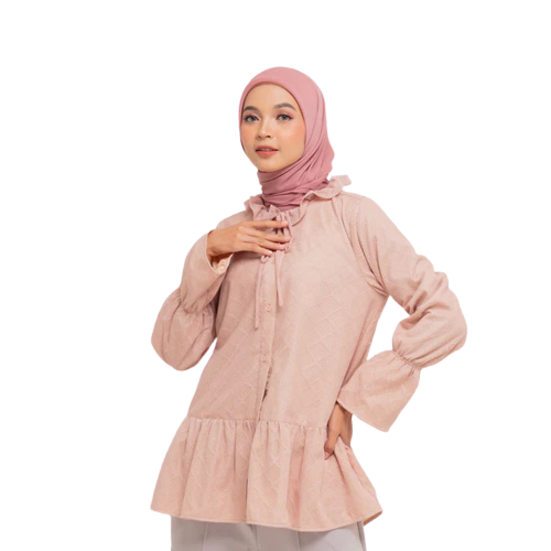 M Tunic Lace Katun Ruffles Dauky Baju Lebaran Atasan Wanita Brokat