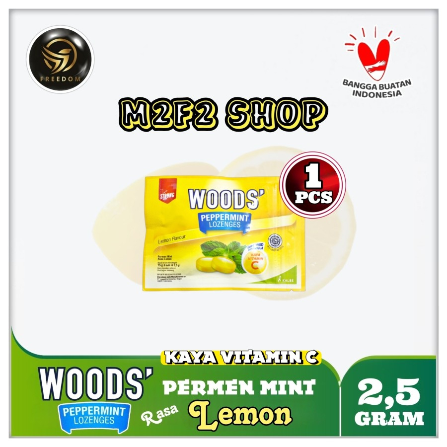 

Woods Peppermint Lozenges Lemon Vitamin C | Permen Mint Pelega Tenggorokan Sachet - 15 gr (Kemasan Satuan)