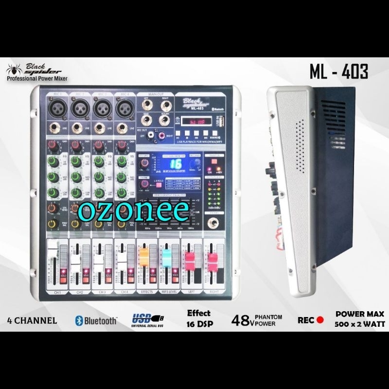 POWER MIXER BLACK SPIDER 4 CHANNEL BS ML 403 BS ML403 ORIGINAL