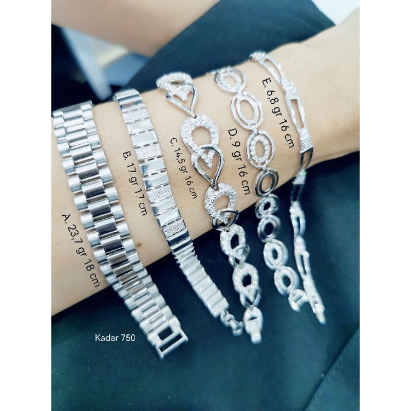 Gelang Emas Putih Model Baru kadar 750/17k