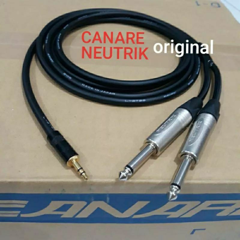 Kabel Canare Jack REAN TRS 3,5 mm to 2 Neutrik Akai Mono (1 m)