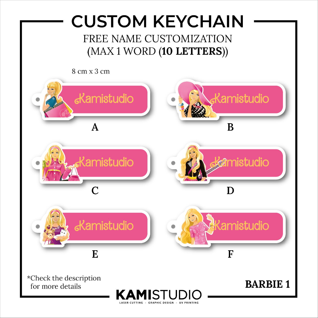 BARBIE KEYCHAIN | GAMBAR FILM BARBIE KEYCHAIN | GANTUNGAN KUNCI TEMA BARBIE DAN KEN / GANTUNGAN TAS 