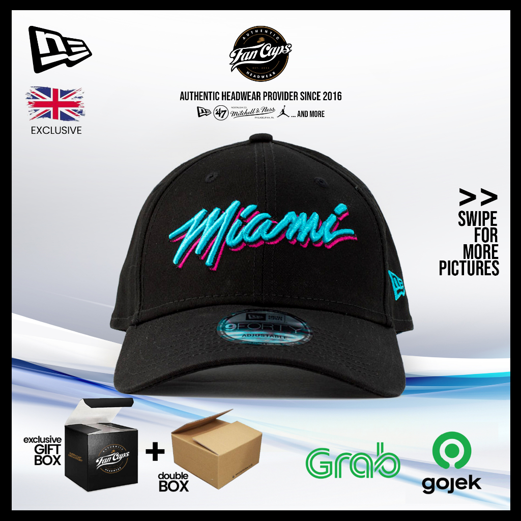 [ORIGINAL] Miami Heat Vice Edition Black V2 9FORTY | Topi New Era