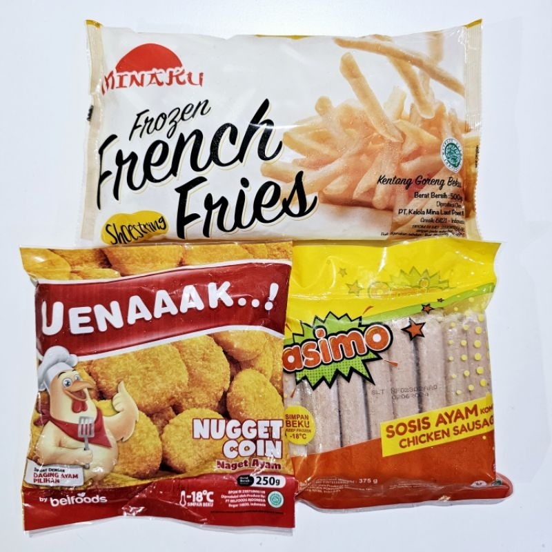 

[PAKET HEMAT] MINAKU kentang+BELFOODS nugget+ASIMO sosis