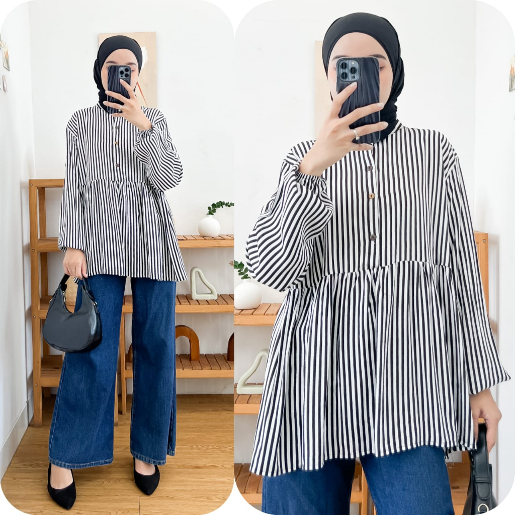 BLOUSE SALUR REMPEL KERAH SANGHAI BAHAN RAYON LD 115 TERBARU VIRAL