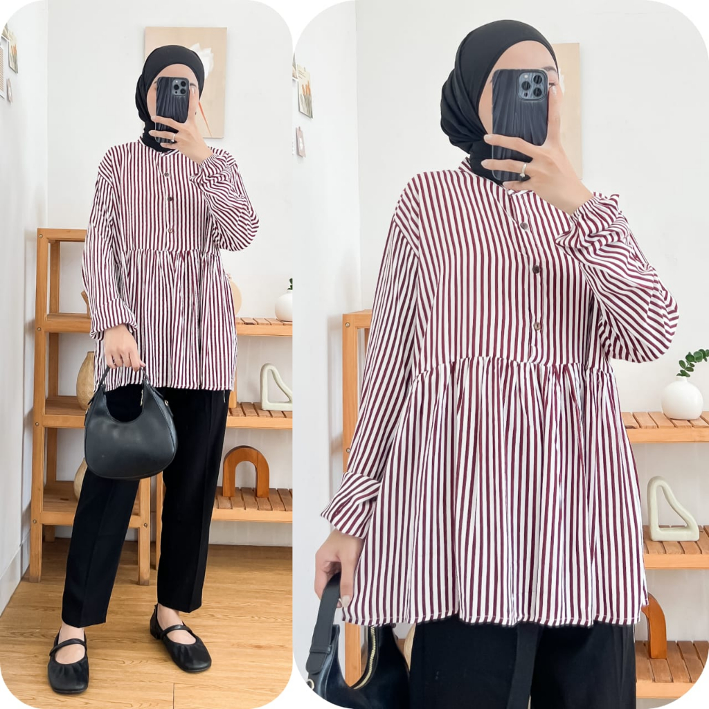 BLOUSE SALUR REMPEL KERAH SANGHAI BAHAN RAYON LD 115 TERBARU VIRAL