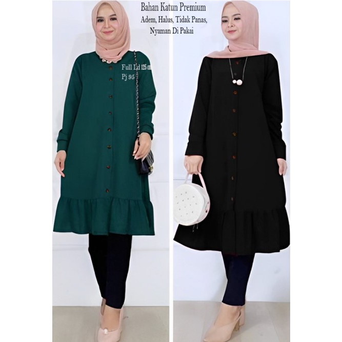TUNIK WANITA JUMBO REMPEL BAWAH TERBARU DAN TERMURAH, LD 115 BAHAN KATUN / TUNIK TERBARU/ BAJU WANIT