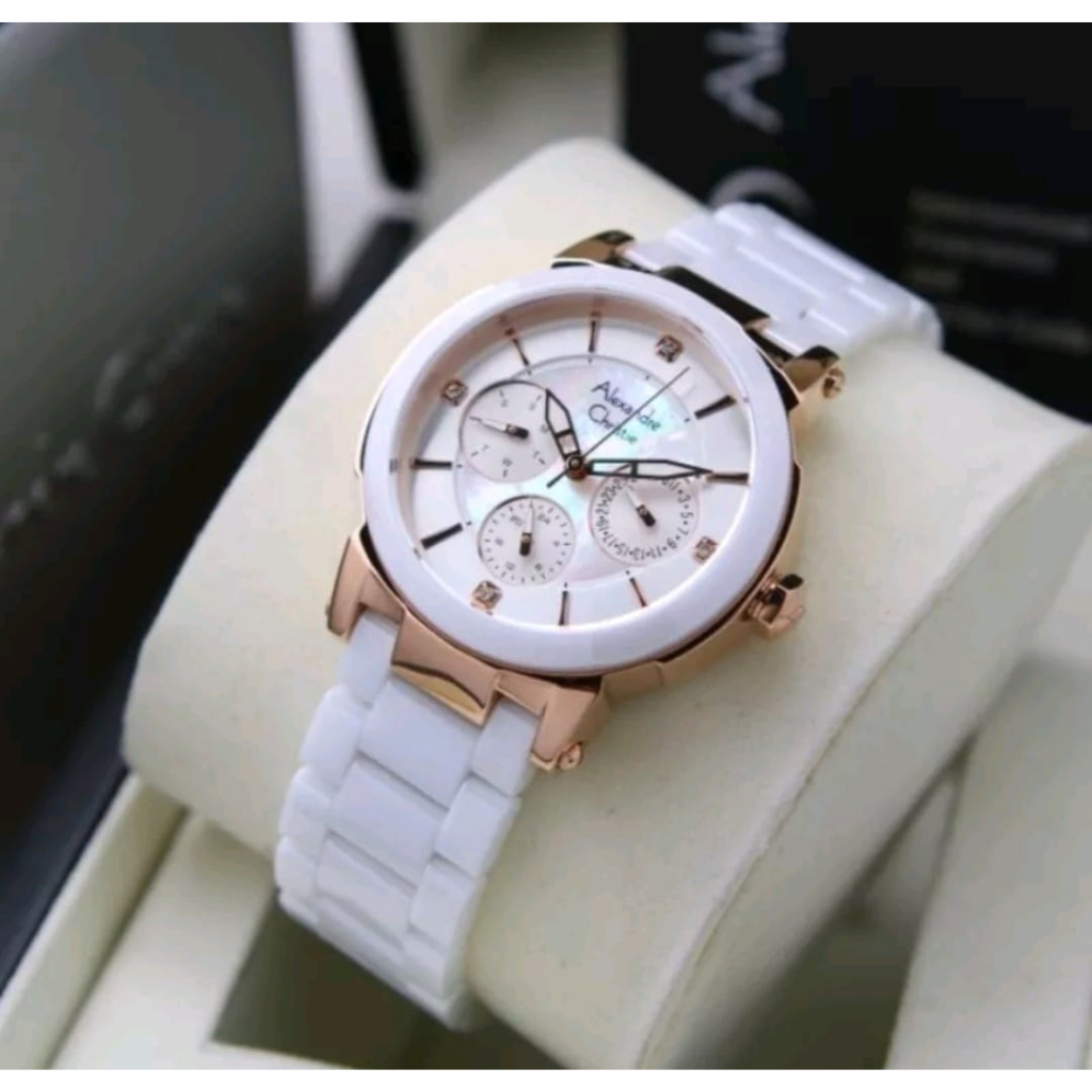 PROMO JAM TANGAN ARLOJI ORIGINAL CEWEK CEWE WANITA AC ALEXANDRE CHRISTIE AC2438 CERAMIC KERAMIK TAHA