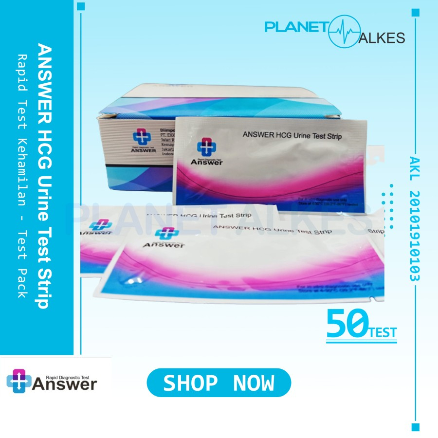 Answer HCG Test Strip / Test Pack Kehamilan isi 50 Strip / Test Pack Device 25 TEST