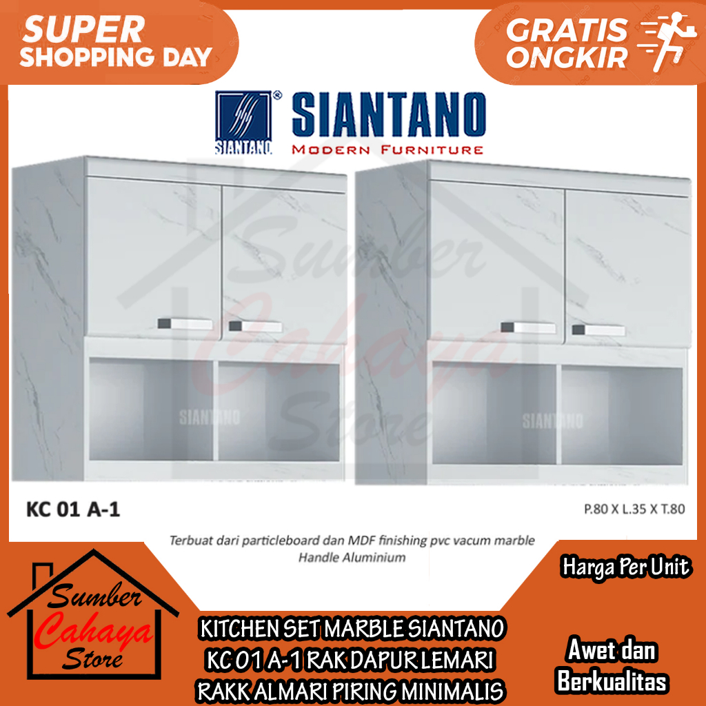 [Instan] KITCHEN SET SIANTANO KC 01 A-1 RAK DAPUR GANTUNG TEMPEL DINDING TEMBOK MINIMALIS RACK CABIN